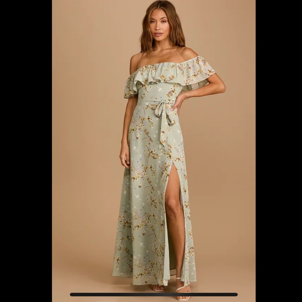 LuLu’s Amazing Moment Mint Green Floral Print Off-the-Shoulder Dress